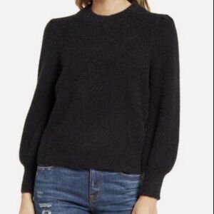 MADEWELL- Charcoal Pullover Sweater with Silver Metallic Threads